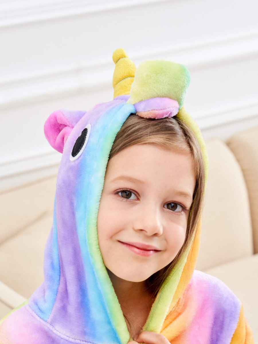 Unicorn Girls Robes Pajamas Rainbow Hooded Onesie Soft Lounge Bathrobe For Girls With 3D-ear Belted And Dual Pocket - Doctor Unicorn