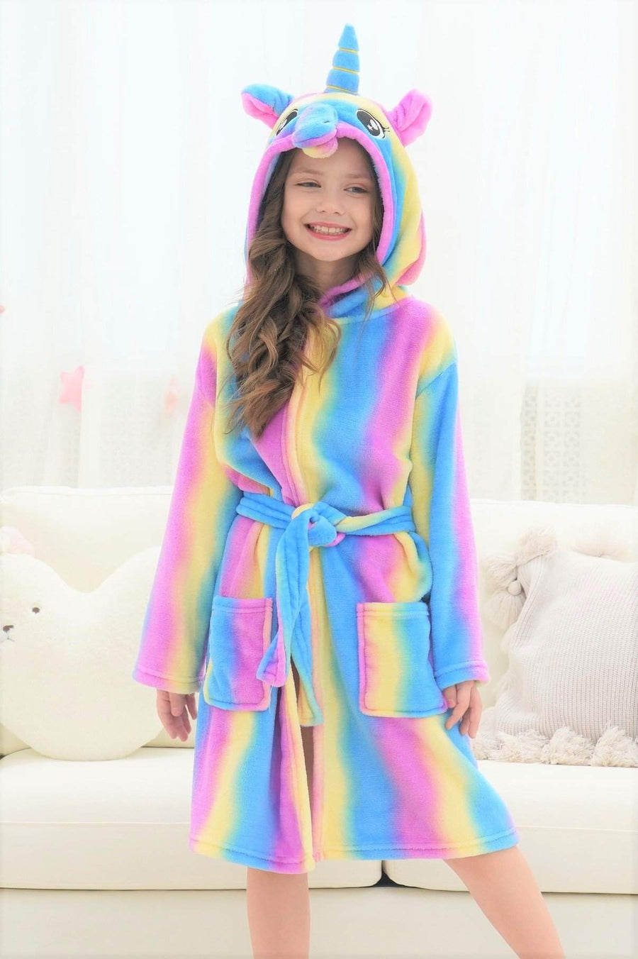 Unicorn Girls Robes Pajamas Rainbow Galaxy Soft Onesie Hooded Bathrobe Sleepwear For Girls - Doctor Unicorn
