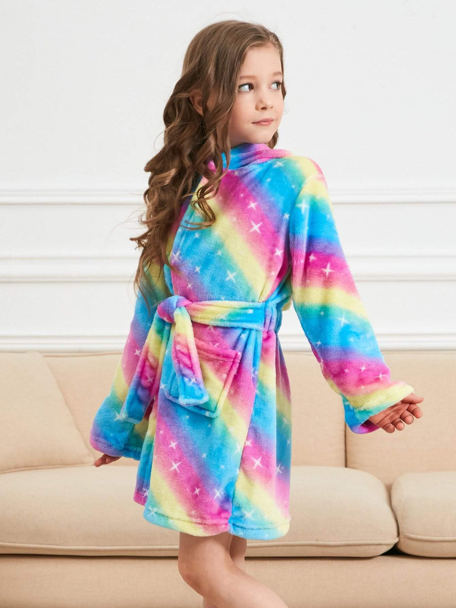 Unicorn Girls Robes Pajamas Blue/Yellow/Pink Soft Hooded Onesie Galaxy Bathrobe Sleepwear For Girls- Doctor Unicorn