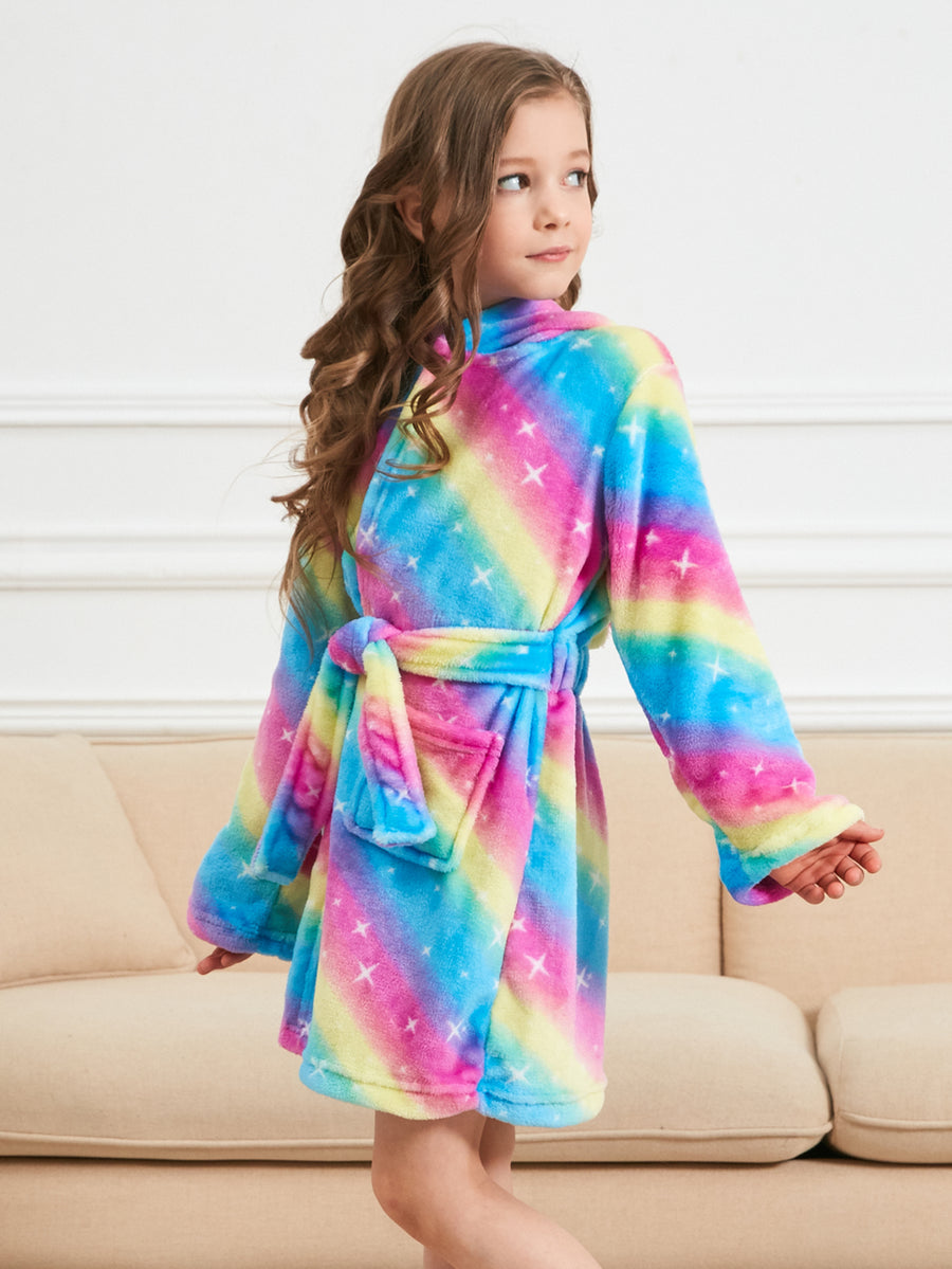 Unicorn Girls Robes Pajamas Rainbow Galaxy Soft Onesie Hooded Bathrobe Sleepwear Matching Slippers For Girls - Doctor Unicorn