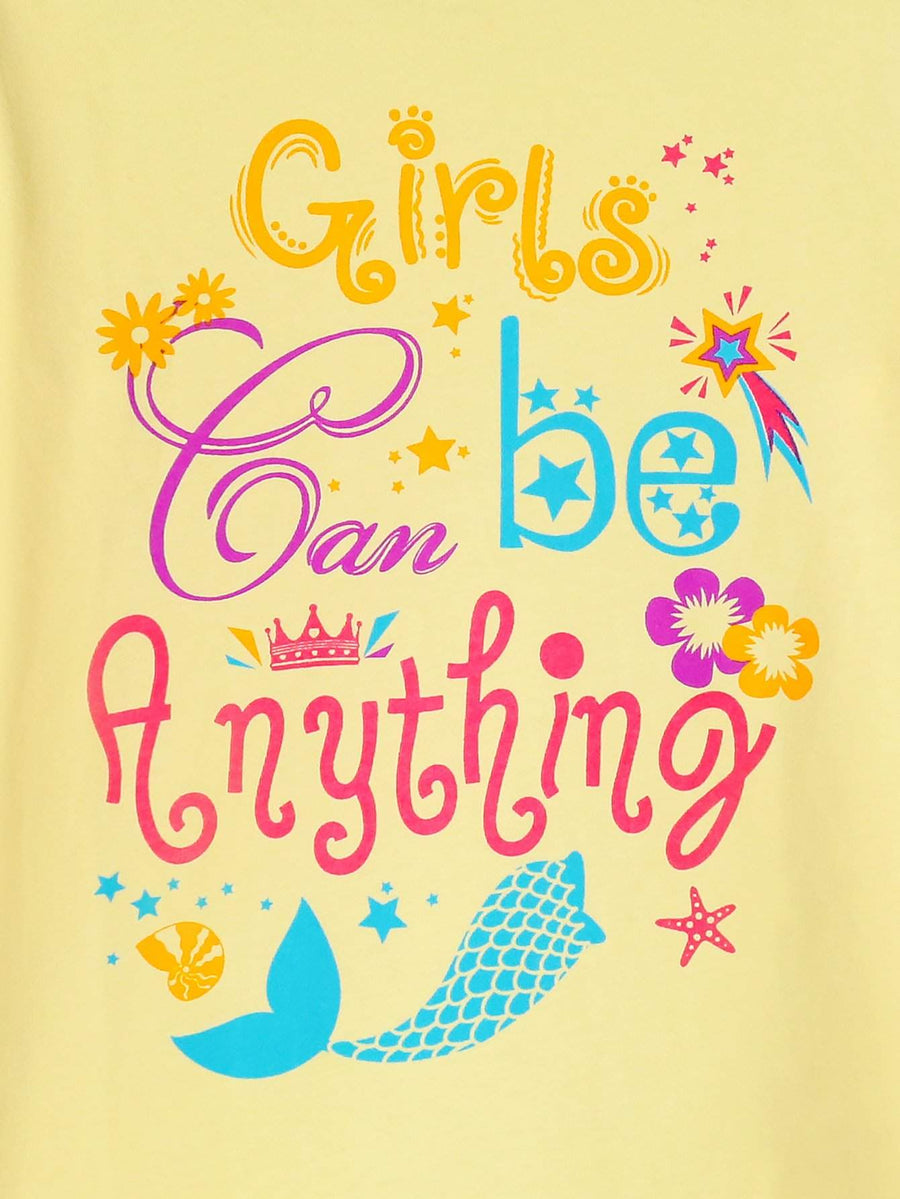 Girls' Snug Fit Cotton Pajama Set Sleepwear Yellow Mermaid