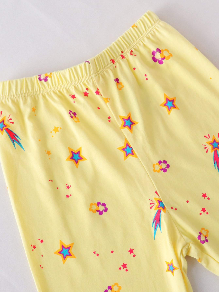 Girls' Snug Fit Cotton Pajama Set Sleepwear Yellow Mermaid