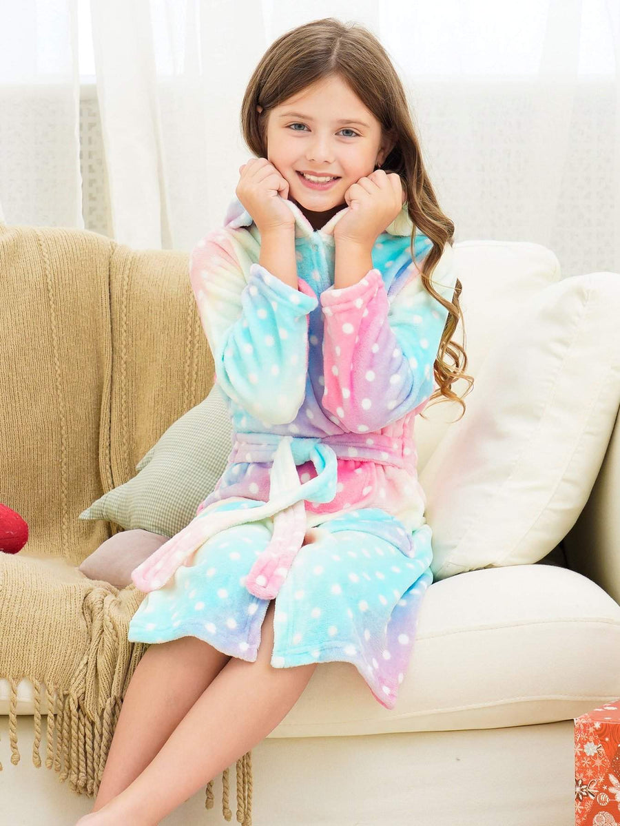 Unicorn Girls Robes Pajamas Pink Soft Onesie Hooded Rainbow Bathrobe Sleepwear For Girls - Doctor Unicorn
