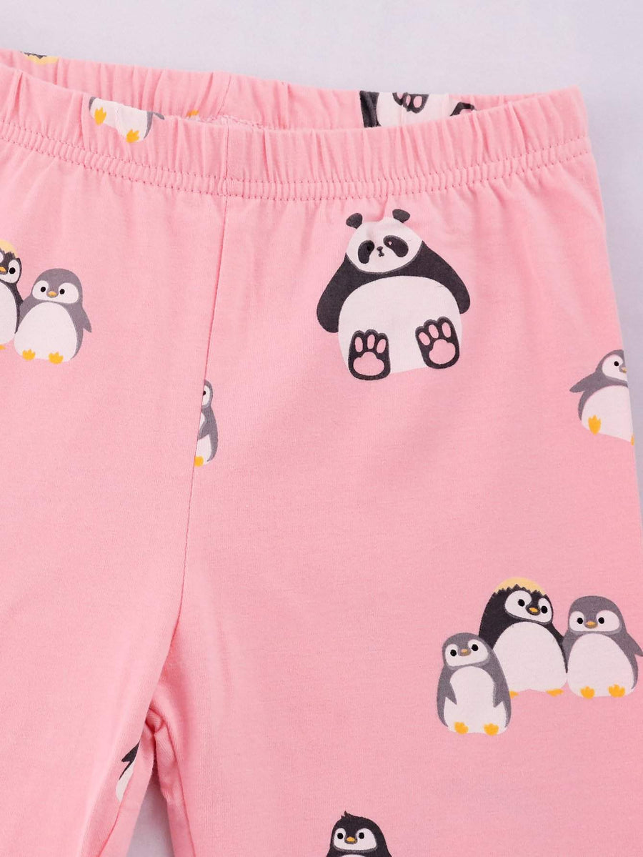 Girls' Snug Fit Cotton Sheep Grey Panda sloth Pajama Set Sleepwear