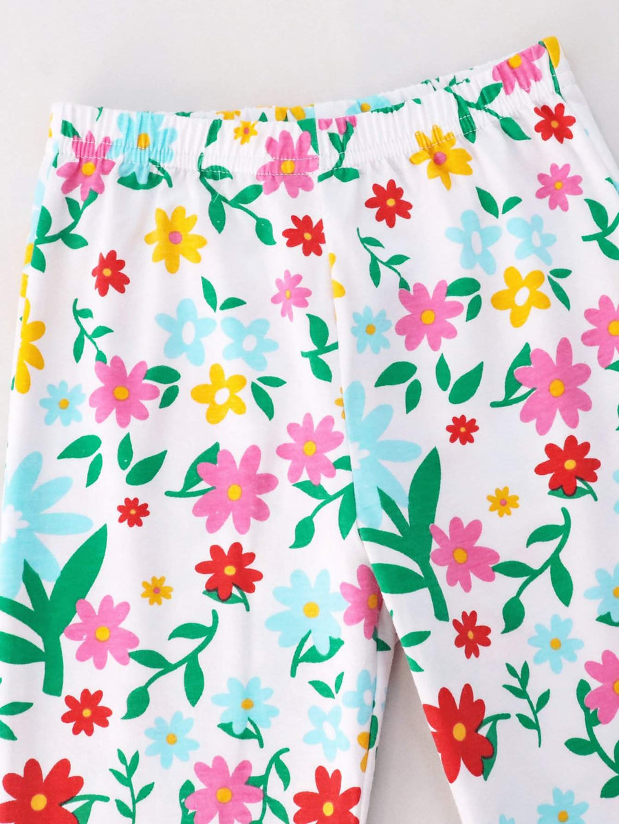 Girls' Snug Fit Cotton Pajama Set Sleepwear Floral