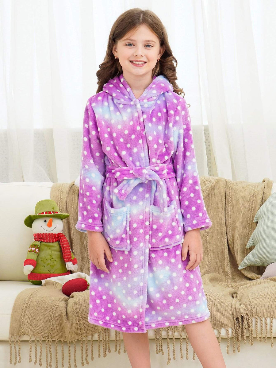 Unicorn Girls Robes Pajamas Purple Galaxy Dots Soft Onesie Hooded Rainbow Bathrobe Sleepwear For Girls - Doctor Unicorn