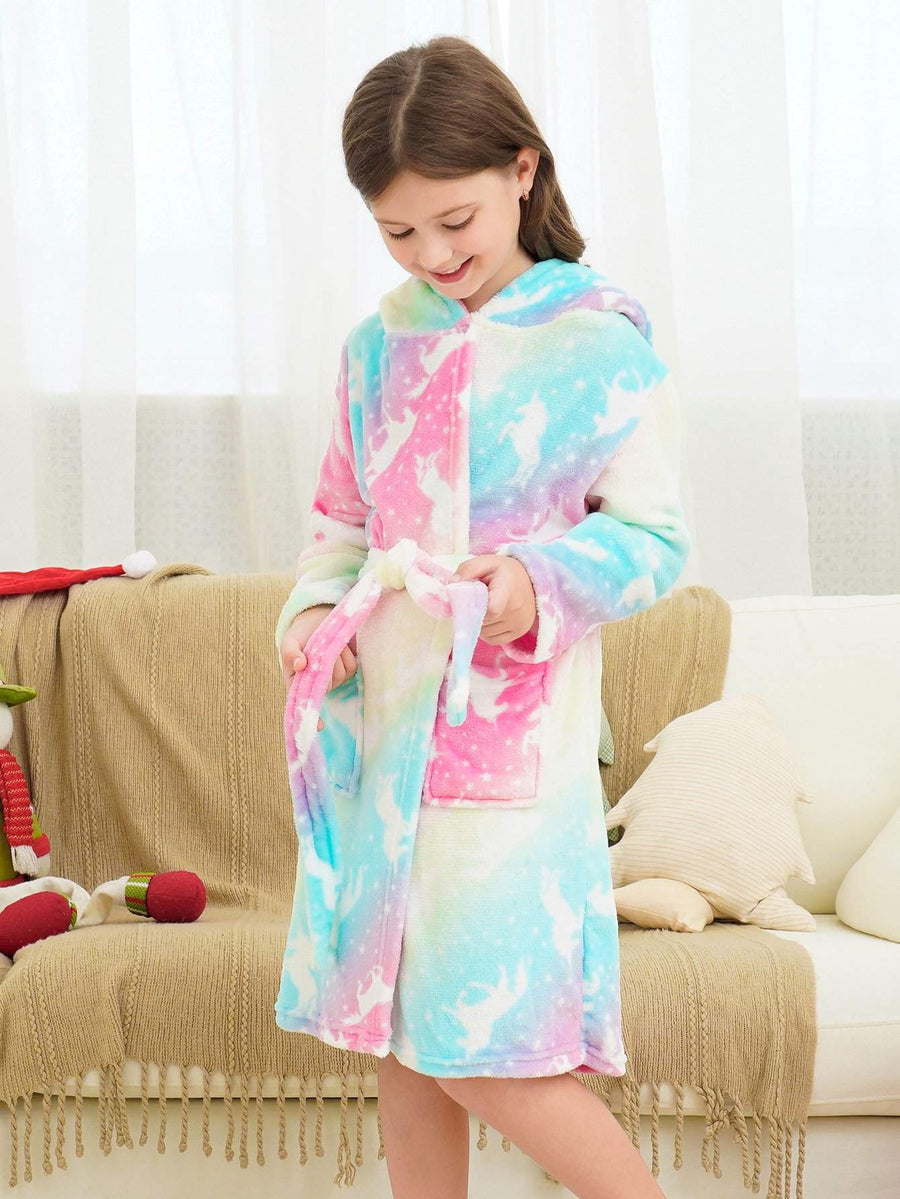 Unicorn Girls Robes Pajamas Rainbow Soft Onesie Hooded Rainbow Bathrobe Sleepwear For Girls - Doctor Unicorn