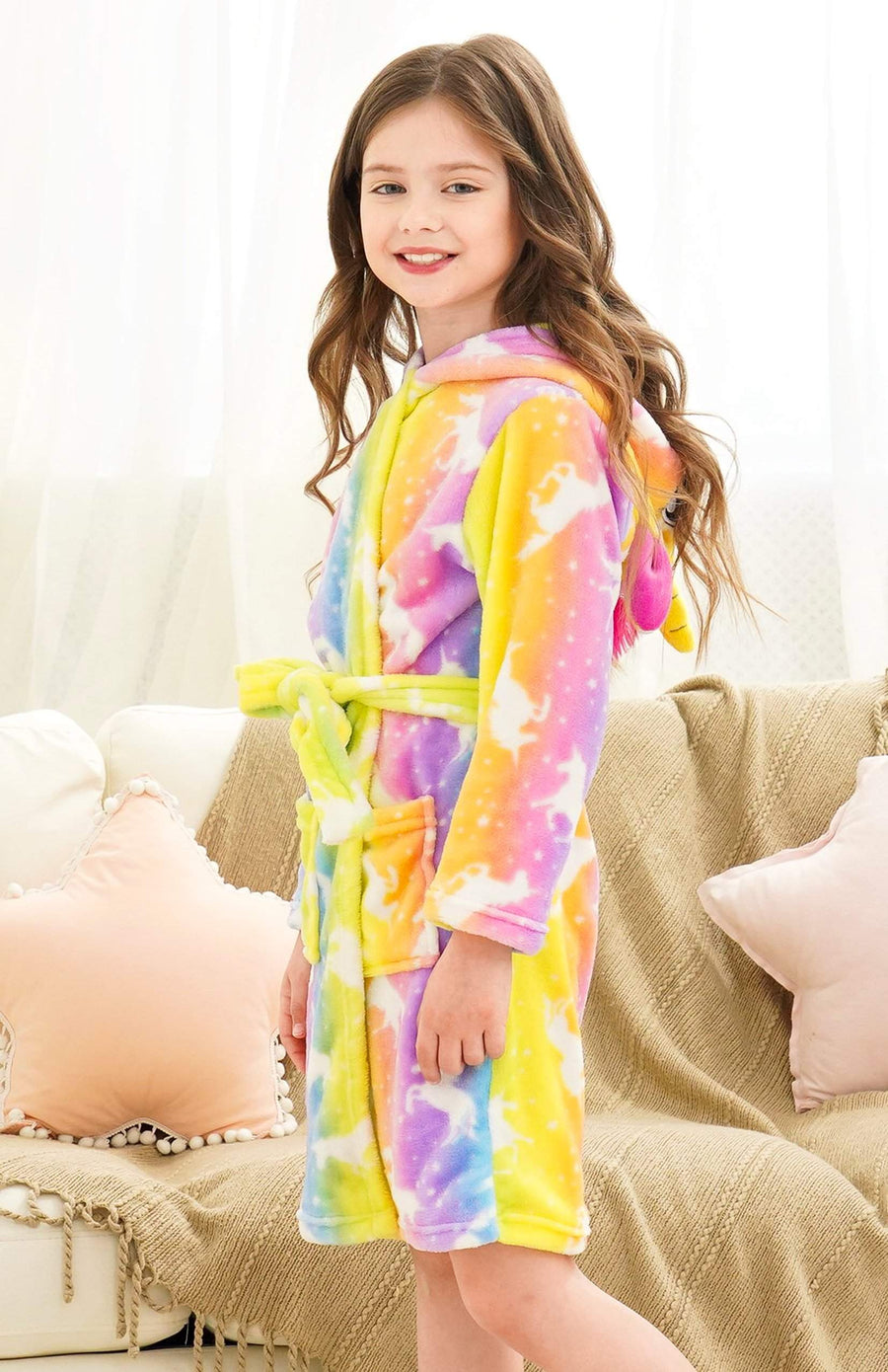 Unicorn Girls Robes Pajamas Rainbow White Soft Onesie Hooded Bathrobe for Girls Gifts - Doctor Unicorn