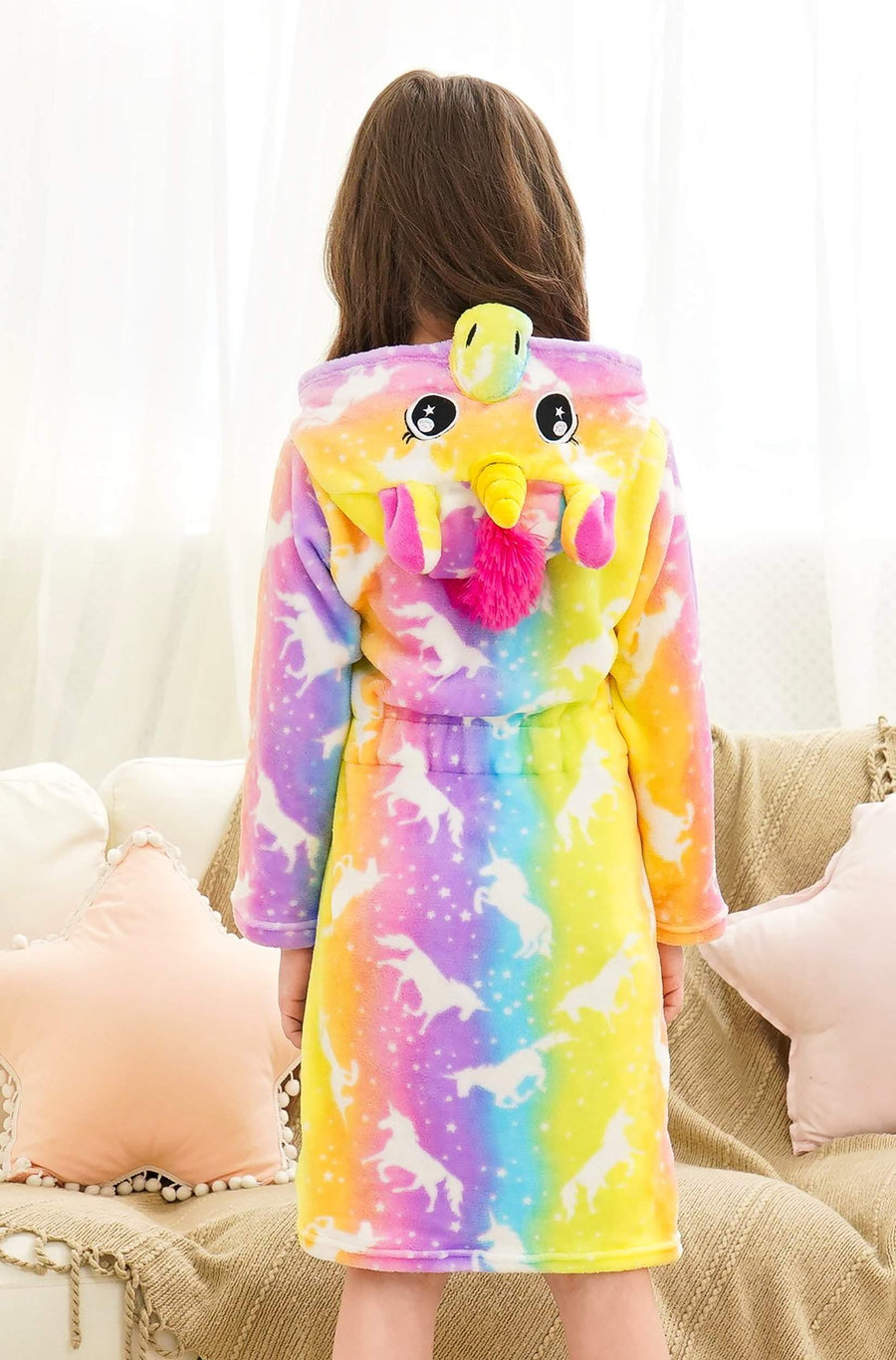 Unicorn Girls Robes Pajamas Rainbow White Soft Onesie Hooded Bathrobe for Girls Gifts - Doctor Unicorn