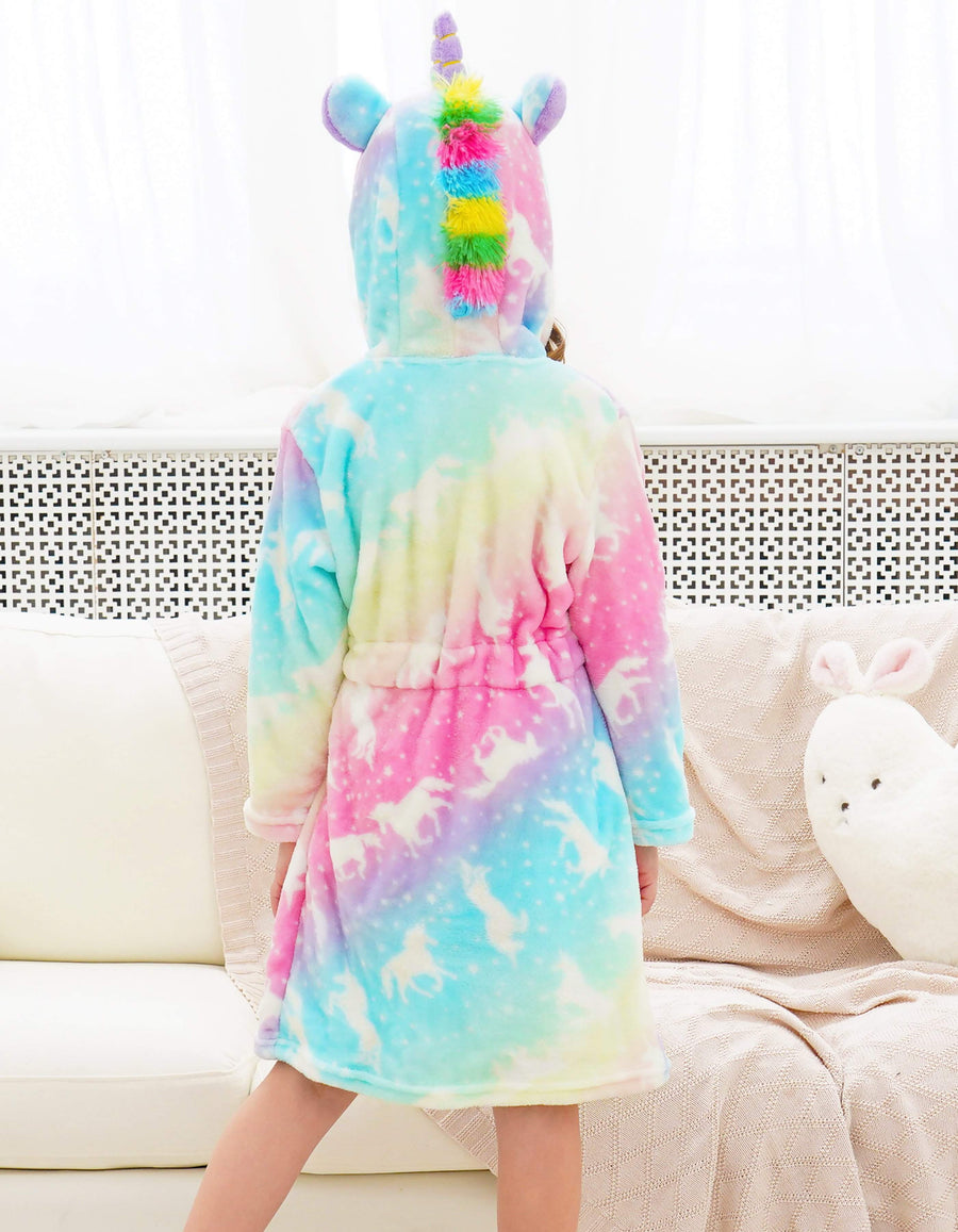 Unicorn Girls Robes Pajamas Rainbow Star Soft Onesie Hooded Bathrobe For Girls Gifts - Doctor Unicorn