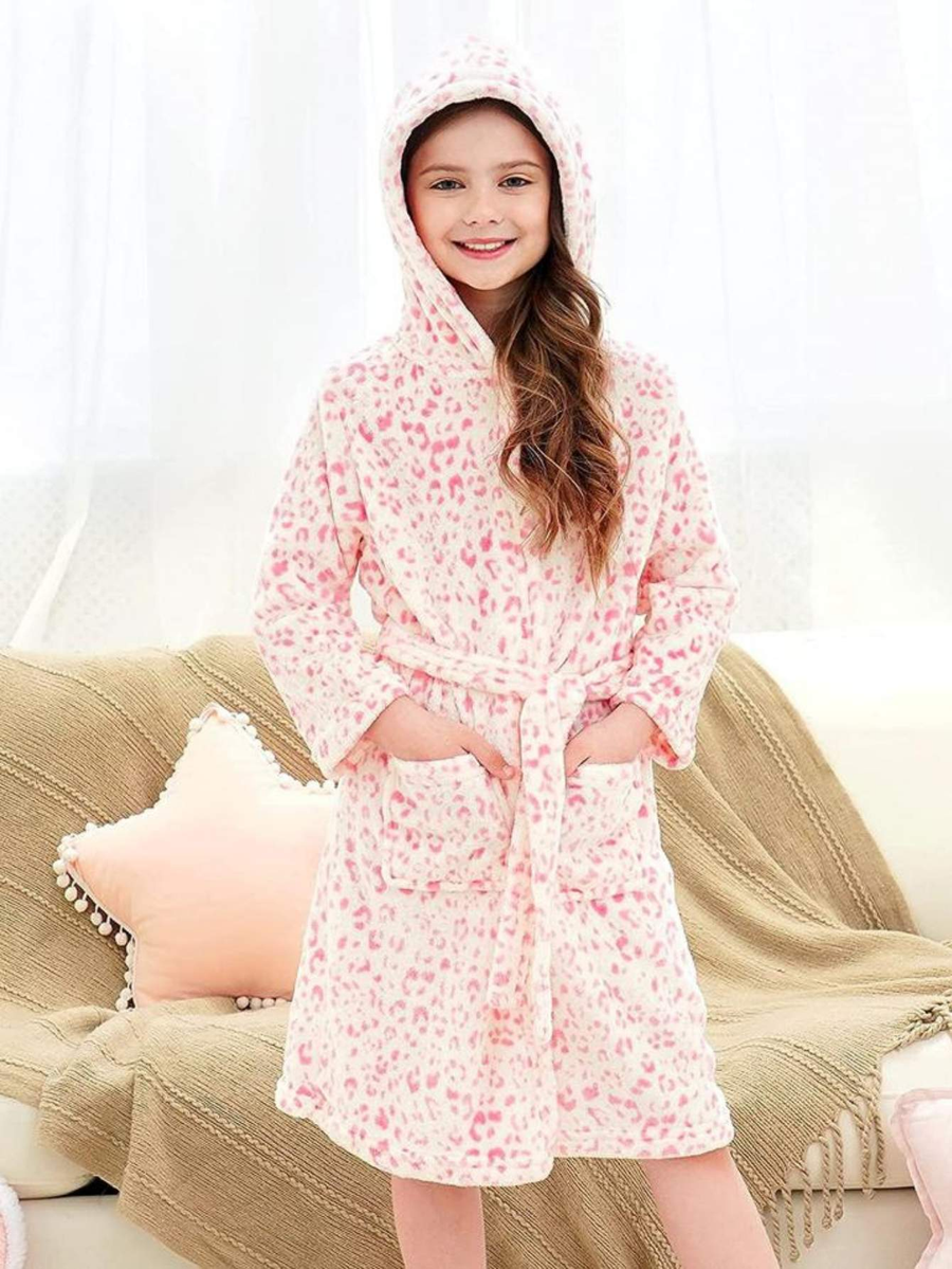 Unicorn Girls Robes Pajamas Pink Leopard Soft Onesie Hooded Rainbow Bathrobe Sleepwear for Girls - Doctor Unicorn