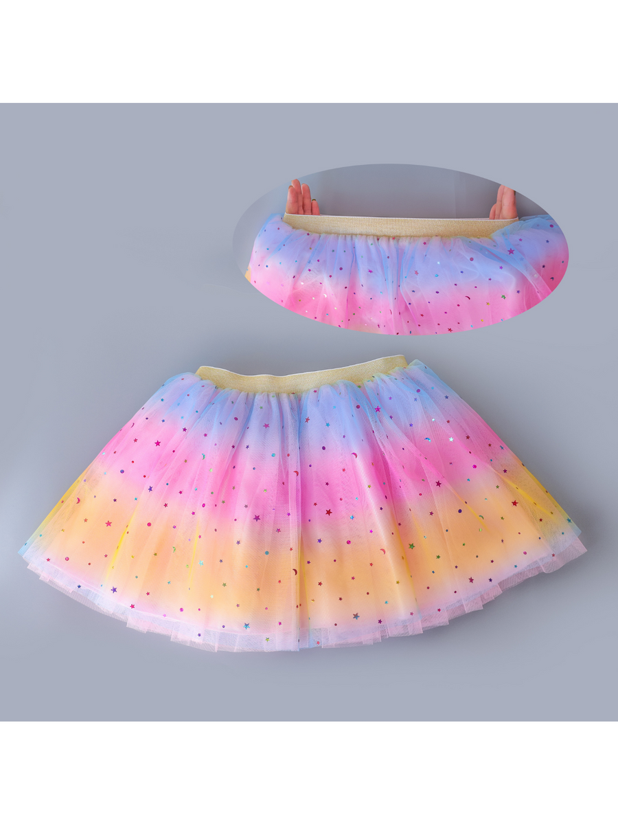 Doctor Unicorn Girls Layered Floral Rainbow Tutu Skirt with Unicorn Tshirt, Headband & Satin Sash