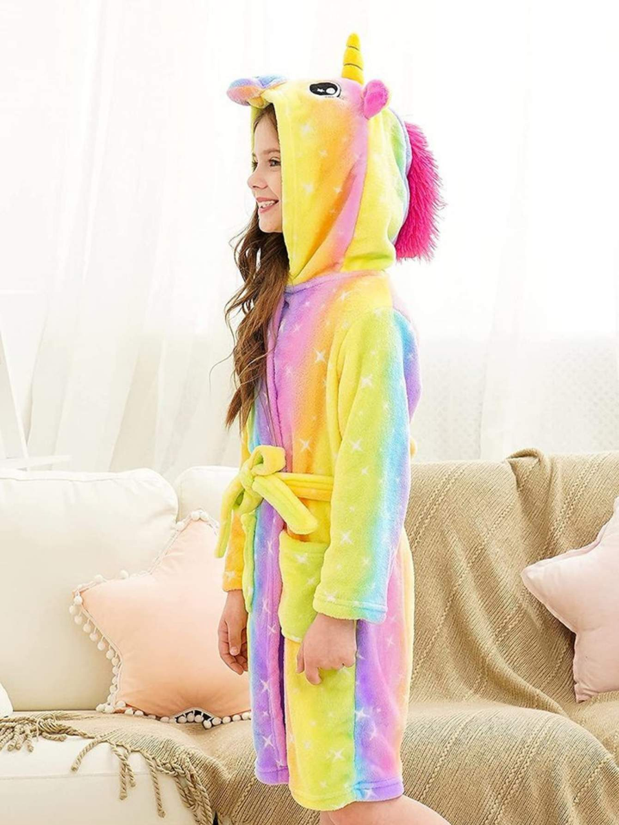 Unicorn Girls Robes Pajamas Rainbow Soft Onesie Hooded Galaxy Bathrobe - Doctor Unicorn