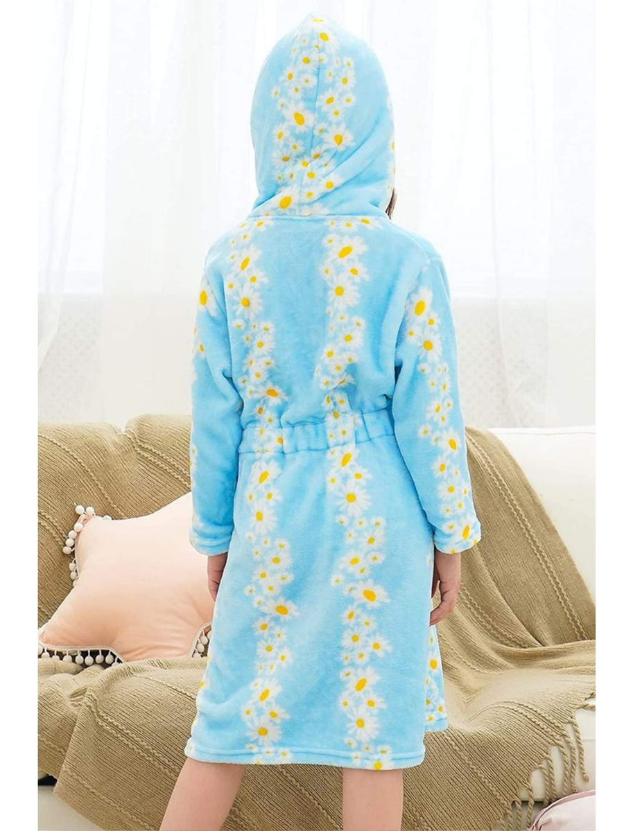 Unicorn Girls Robes Pajamas Blue Daisy Soft Onesie Hooded Rainbow Bathrobe Sleepwear for Girls - Doctor Unicorn