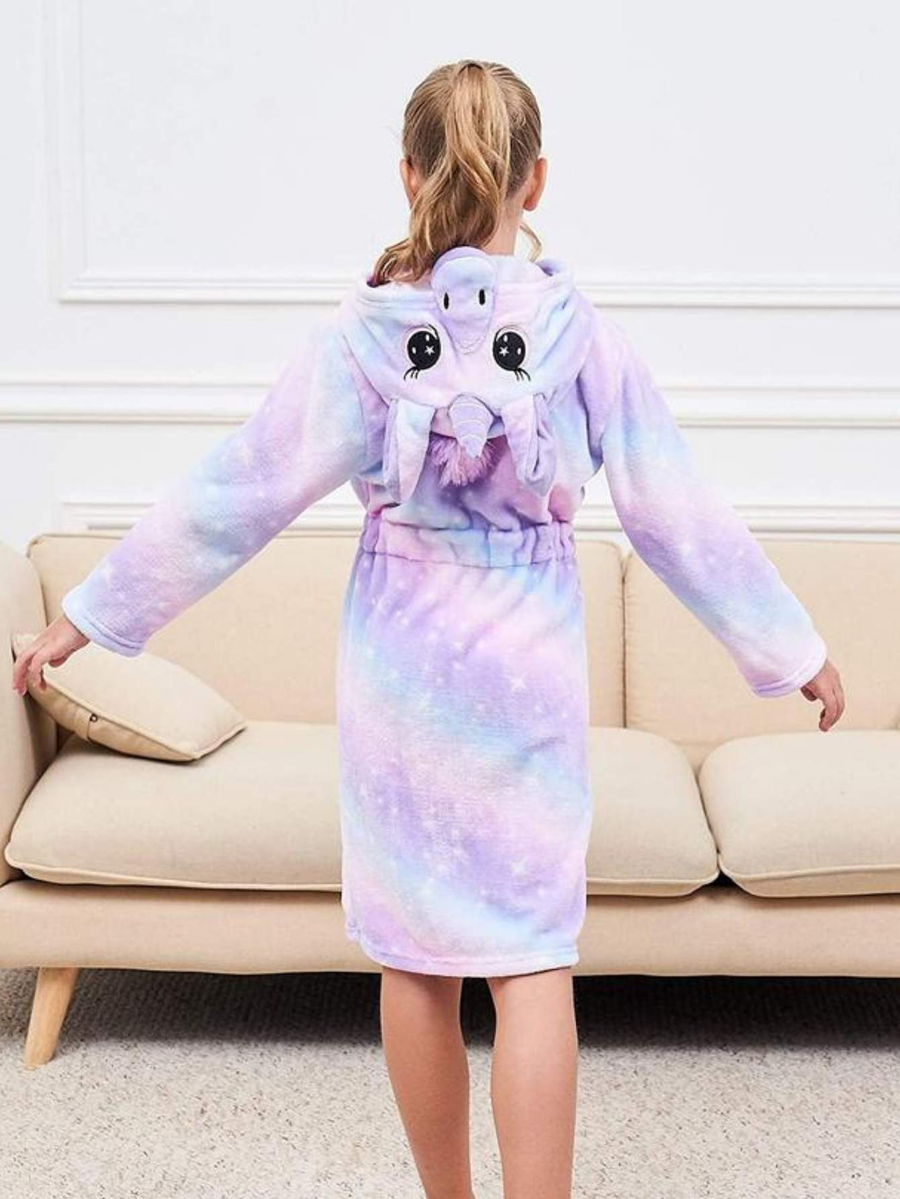 Unicorn Girls Robes Pajamas Purple Soft Onesie Hooded Bathrobe Sleepwear For Girls - Doctor Unicorn