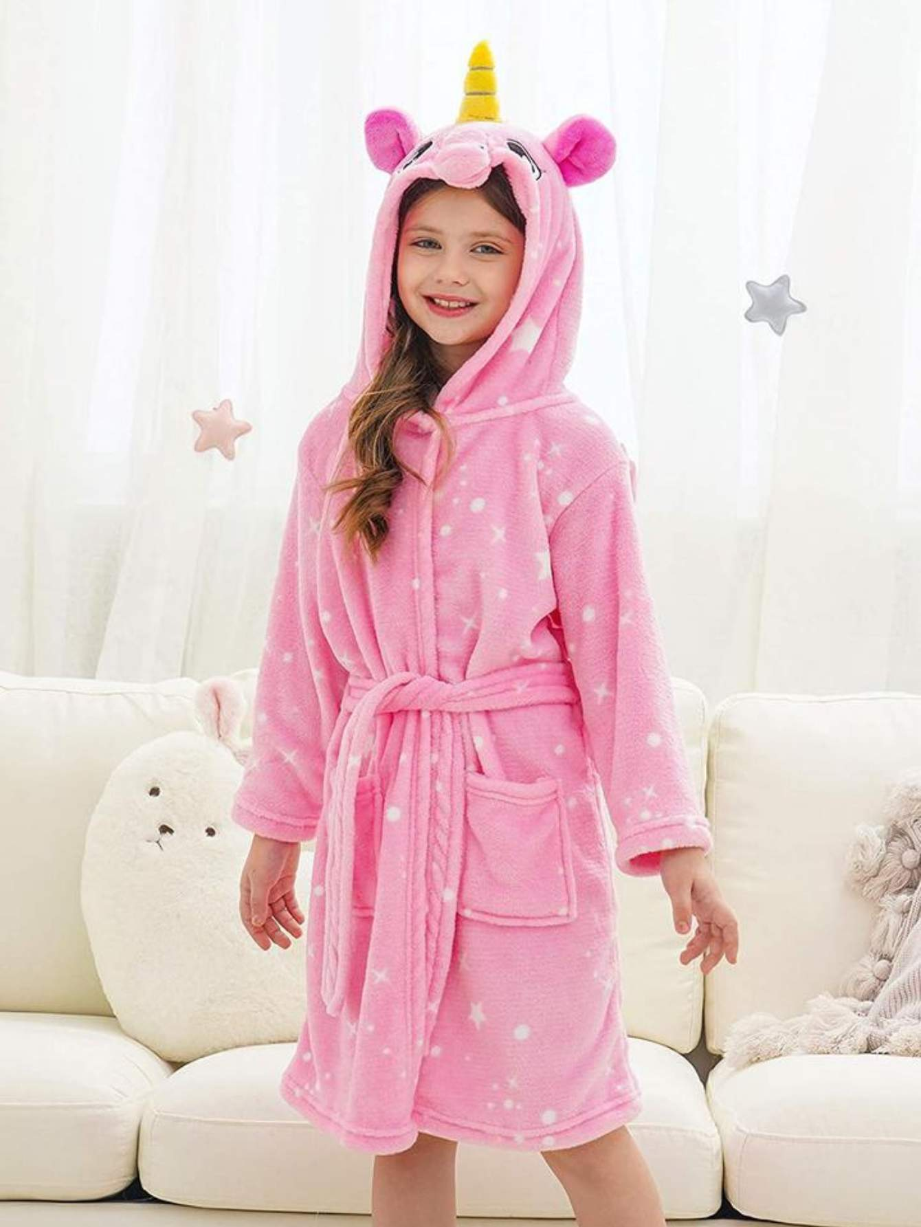 Kigurumi Unicorn Children Bathrobes Kids Rainbow Fox Hooded Bath Robe  Animal For Boys Girls Pajamas Nightgown Kids Sleepwear