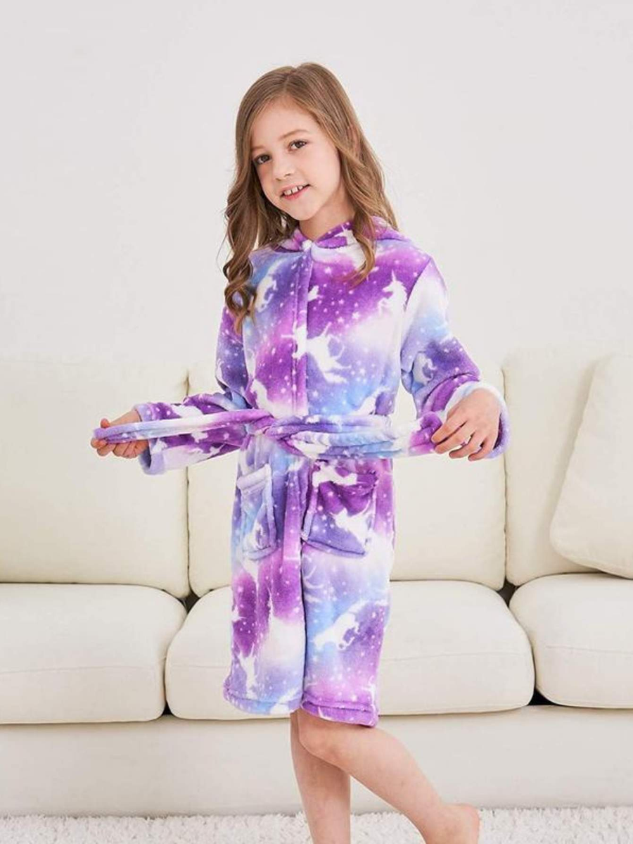 Unicorn Girls Robes Pajamas Girls Hooded Onesie Soft Lounge Bathrobe For Girls - Doctor Unicorn