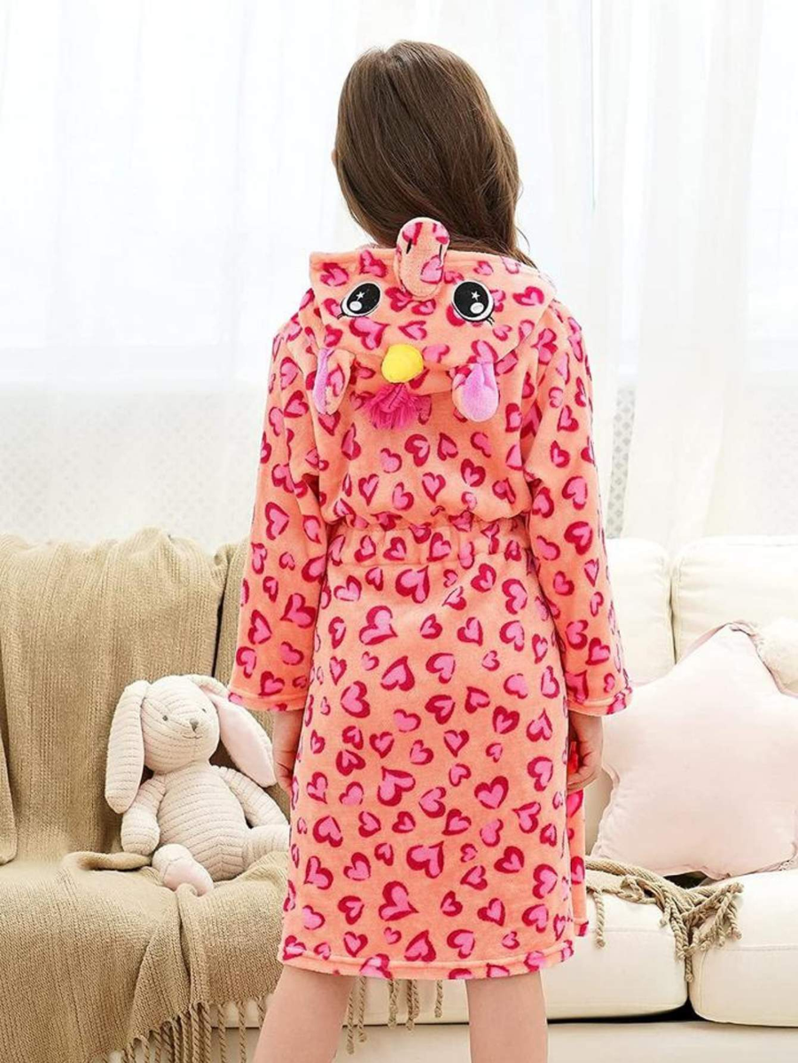 Unicorn Girls Robes Pajamas Pink Hearts Soft Onesie Hooded Bathrobe Sleepwear For Girls - Doctor Unicorn