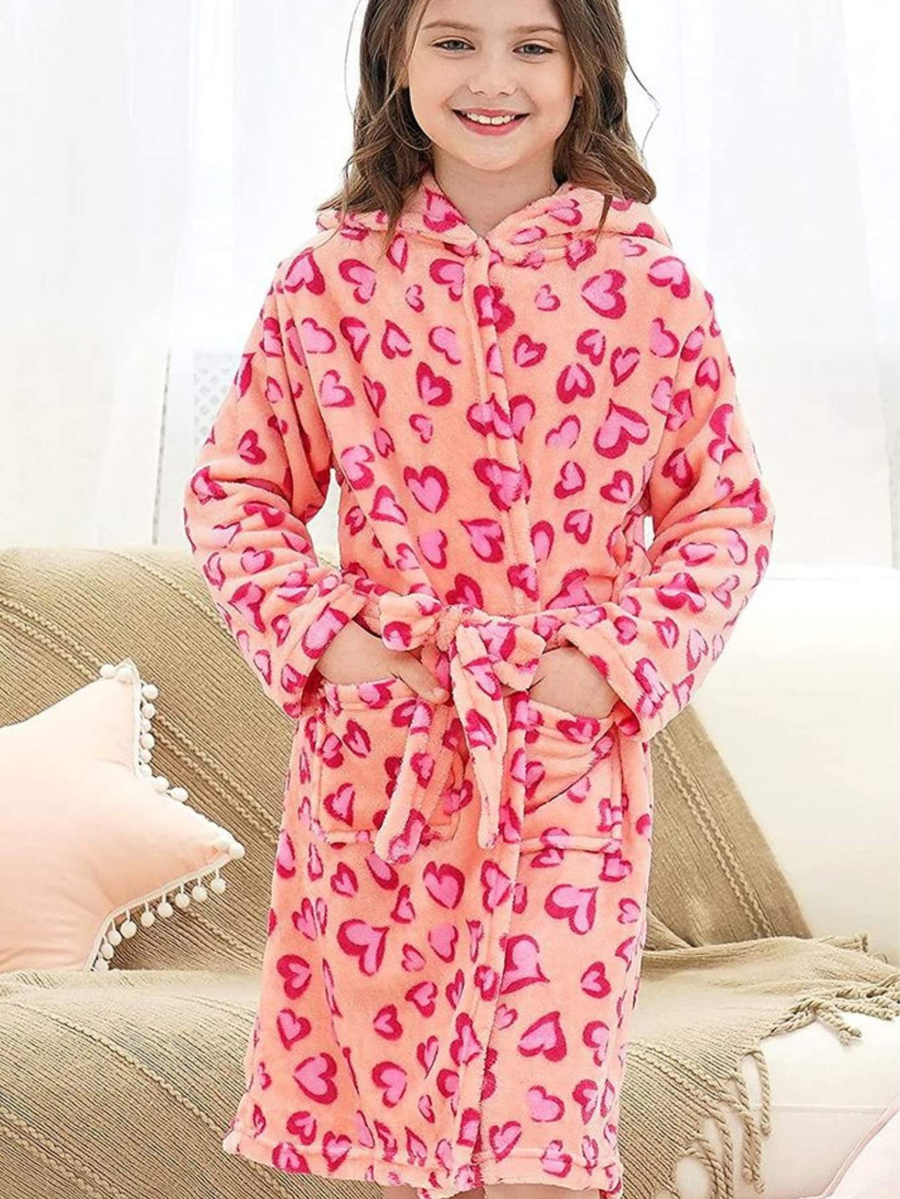 Unicorn Girls Robes Pajamas Pink Hearts Soft Onesie Hooded Rainbow Bathrobe Sleepwear For Girls -  Doctor Unicorn