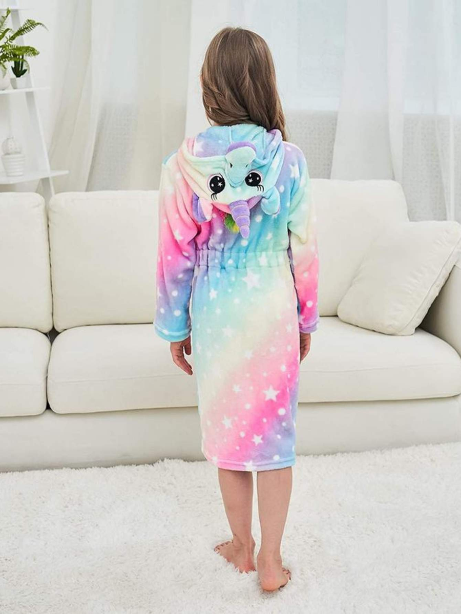 Unicorn Girls Robes Pajamas Pink/Purple/Blue Soft Onesie Hooded Galaxy Bathrobe Sleepwear For Girls- Doctor Unicorn