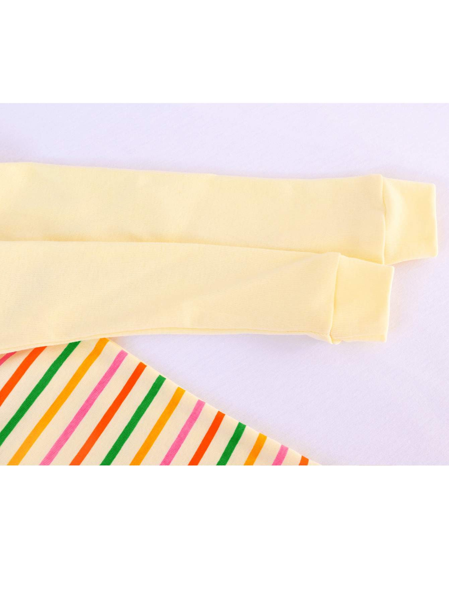 Girls' Snug Fit Cotton Yellow Cool Mood Pajama Set Sleepwear