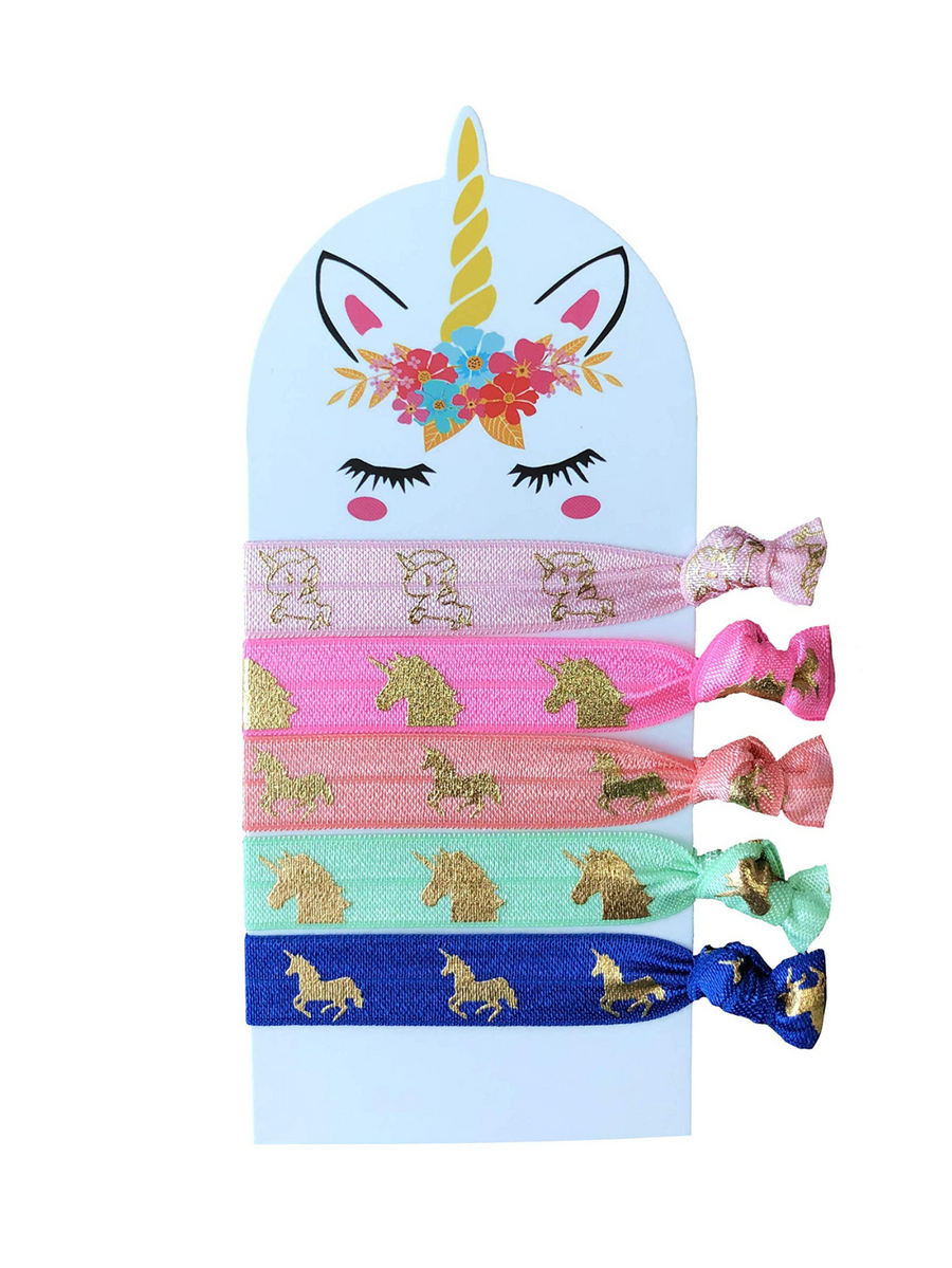 Unicorn Gifts for Girls - Unicorn Drawstring Backpack/Makeup Bag/Bracelet/Inspirational Necklace/Hair Ties (Cartoon Flower)