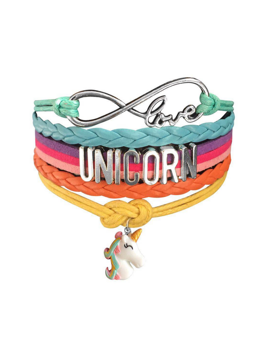 Unicorn Gifts for Girls - Unicorn Drawstring Backpack/Makeup Bag/Bracelet/Inspirational Necklace/Hair Ties (Pink Star Unicorn)