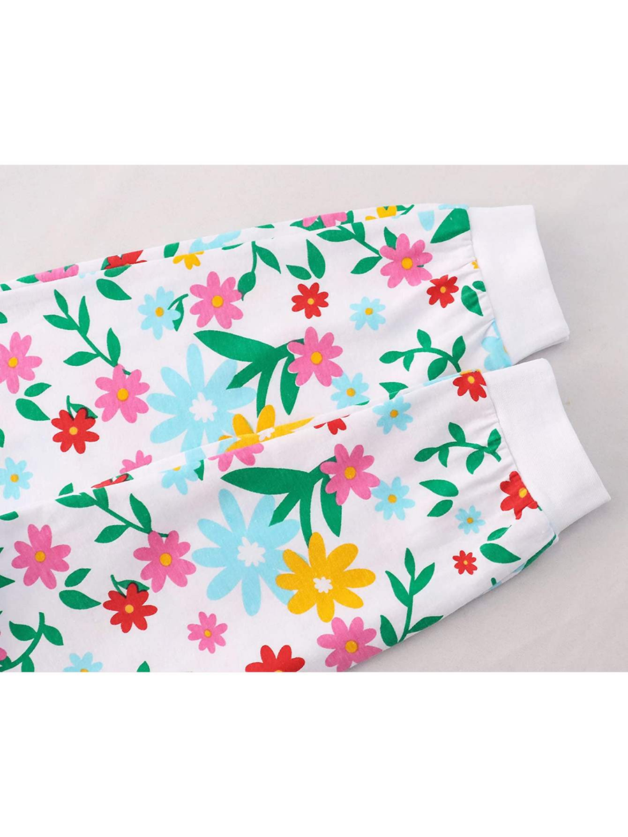 Girls' 6-Piece Snug-Fit Cotton Pajama Set Sleepwear Floral