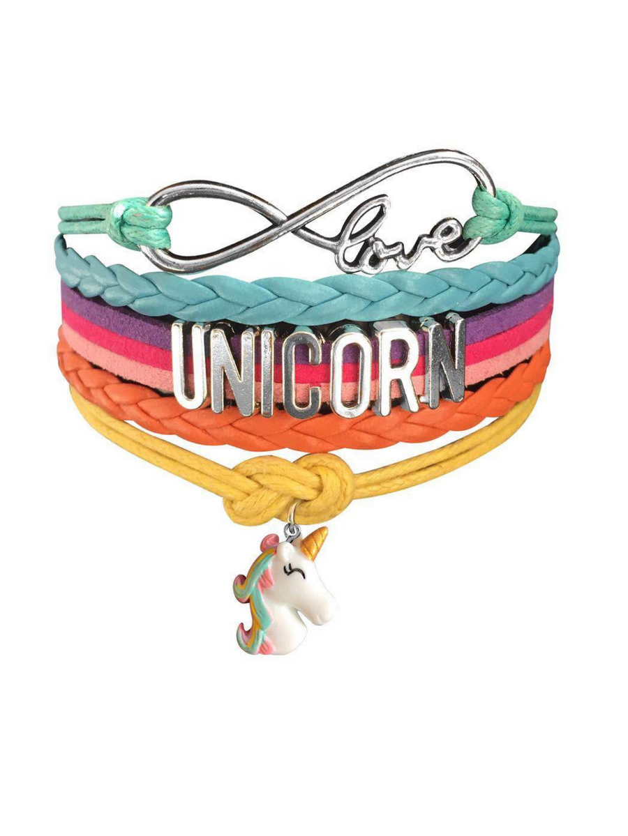 Unicorn Gifts for Girls - Unicorn Drawstring Backpack/Makeup Bag/Bracelet/Necklace/Hair Ties/Keychain/Sticker (Flower Head 3)