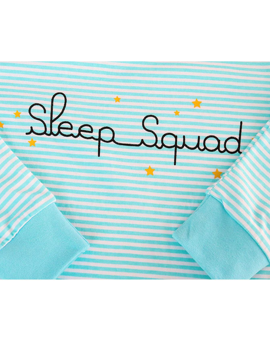 Girls' Snug Fit Cotton Pajama Set Sleepwear Blue Chill Out