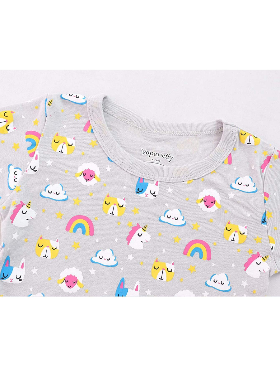 Girls' 6-Piece Snug-Fit Cotton Pajama Set Sleepwear Unicorn/Sleep in