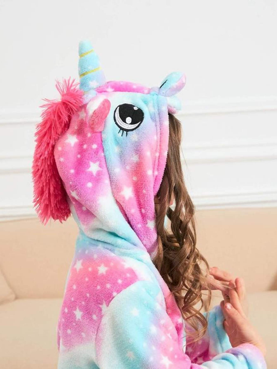 Unicorn Girls Robes Pajamas Pink Soft Onesie Hooded Galaxy Bathrobe Sleepwear For Girls - Doctor Unicorn