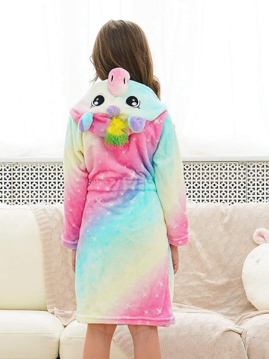 Doctor Unicorn Rainbow Pink Soft Unicorn Hooded Galaxy Bathrobe - Unicorn Gifts for Girls