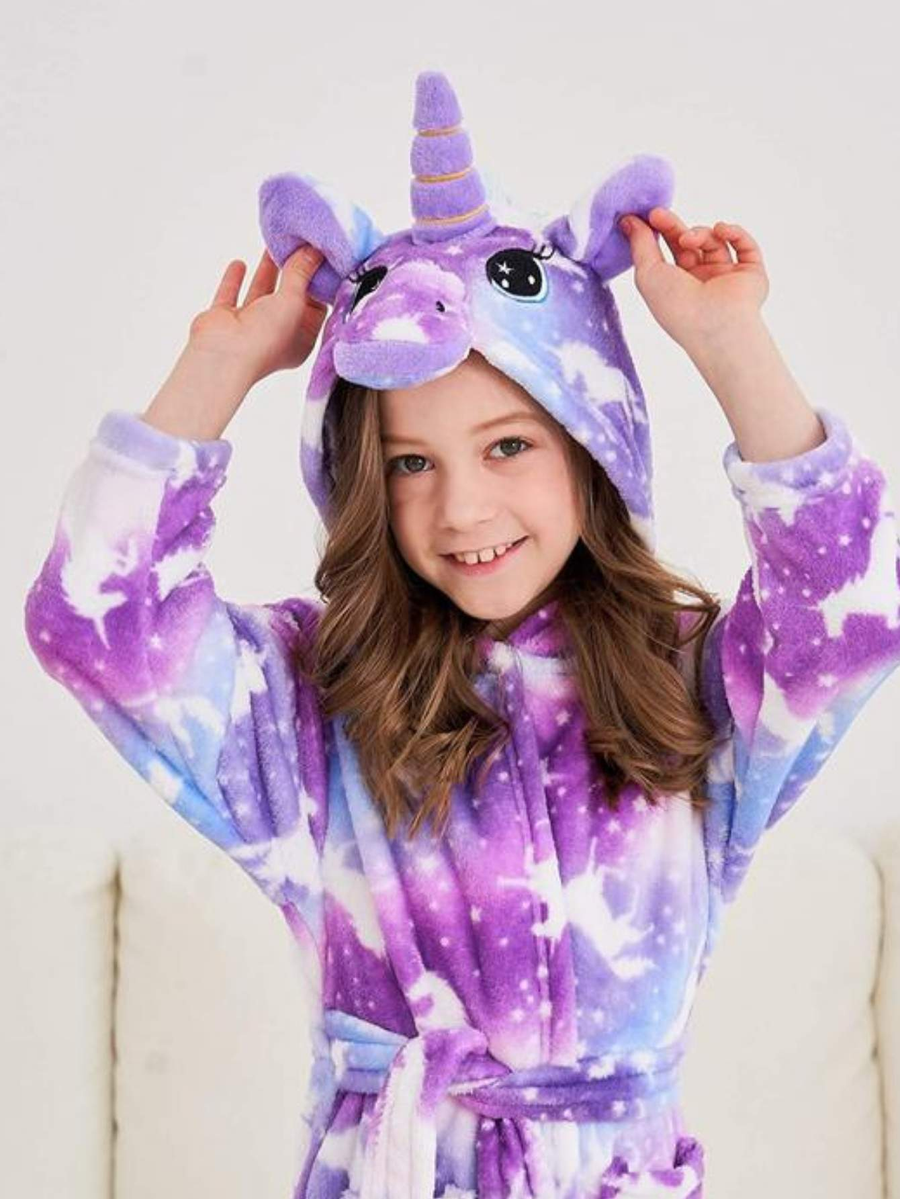 Unicorn Girls Robes Pajamas Girls Hooded Onesie Soft Lounge Bathrobe For Girls - Doctor Unicorn