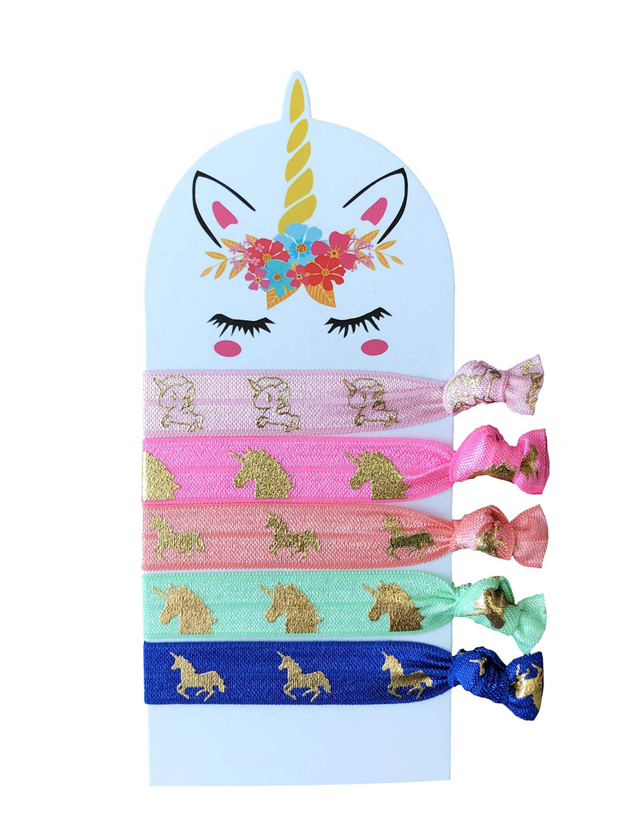 Unicorn Gifts for Girls - Unicorn Drawstring Backpack/Makeup Bag/Bracelet/Necklace/Hair Ties/Keychain/Sticker (Flower Head 4)