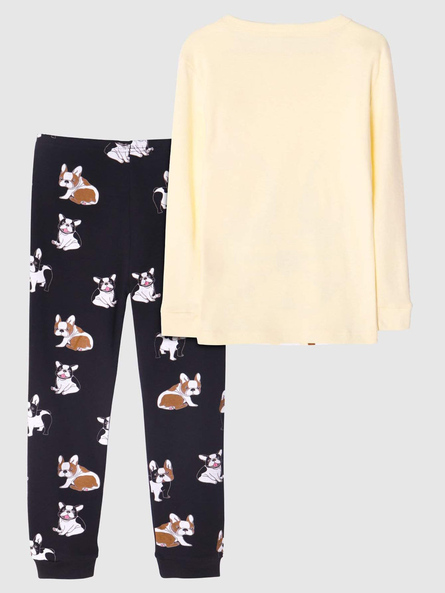 Girls' Snug Fit Cotton Sheep Dog sloth Pajama Set Sleepwear