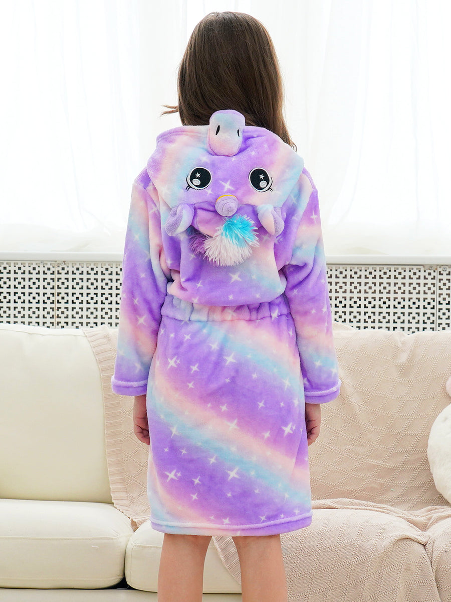 Unicorn Girls Robes Pajamas Bright Purple Galaxy Soft Onesie Hooded Bathrobe Sleepwear Matching Doll & Girls - Doctor Unicorn