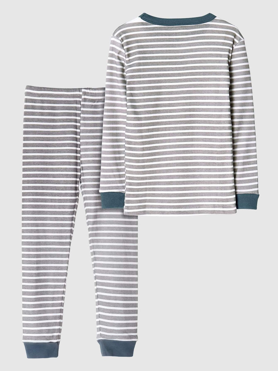 Girls' Snug Fit Cotton Sheep Gray Rainbow sloth Pajama Set Sleepwear