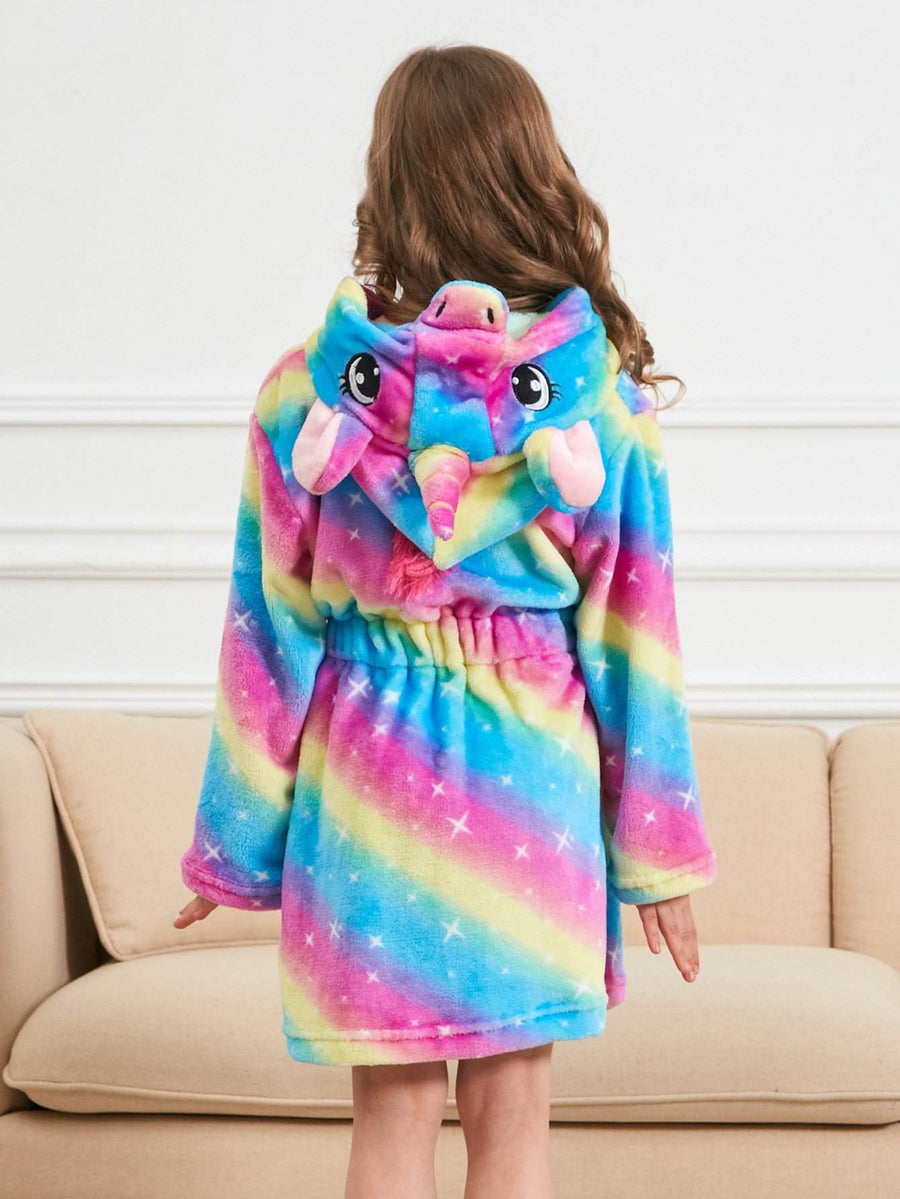 Unicorn Girls Robes Pajamas Blue/Yellow/Pink Soft Hooded Onesie Galaxy Bathrobe Sleepwear For Girls- Doctor Unicorn
