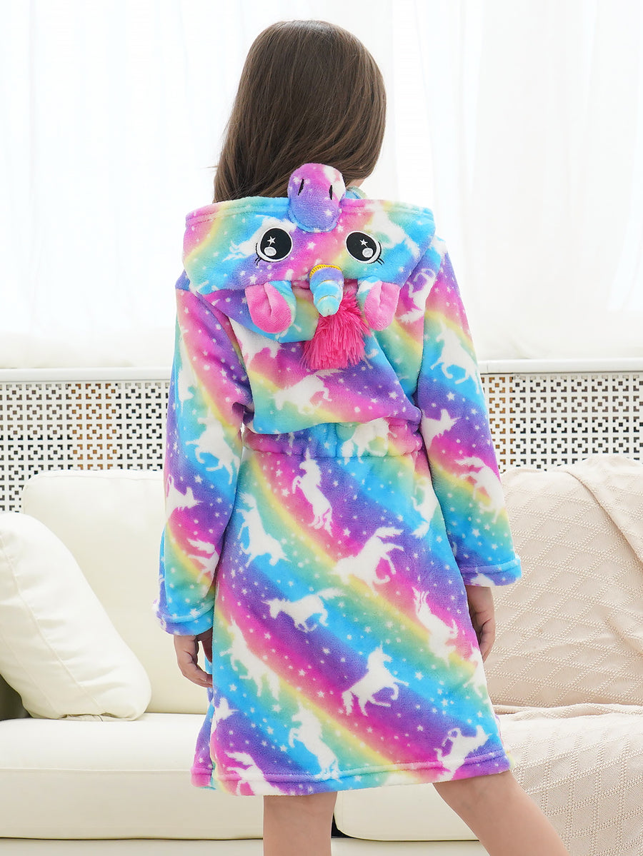 Unicorn Girls Robes Pajamas Rainbow Soft Onesie Hooded Bathrobe Sleepwear Matching Doll & Girls - Doctor Unicorn