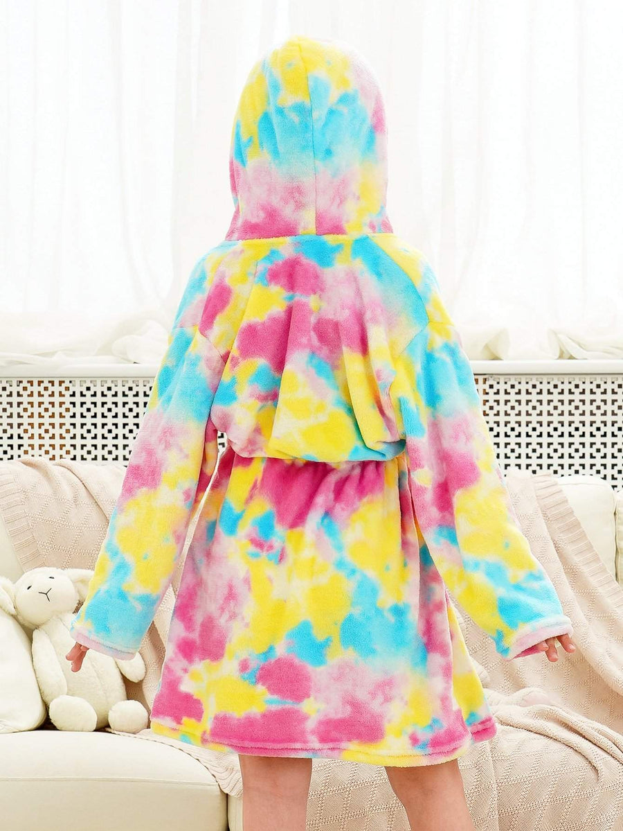 Unicorn Girls Robes Pajamas Pink Tie-dye Soft Onesie Hooded Rainbow Bathrobe Sleepwear For Girls - Doctor Unicorn